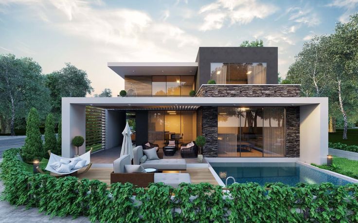 Gün Batımında Villa Konsepti — 3D Görselleştirme